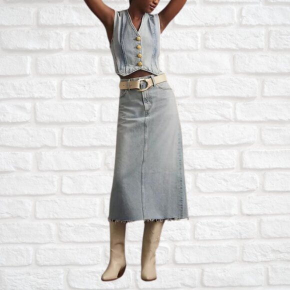 NWT AGOLDE Della Denim Midi Skirt